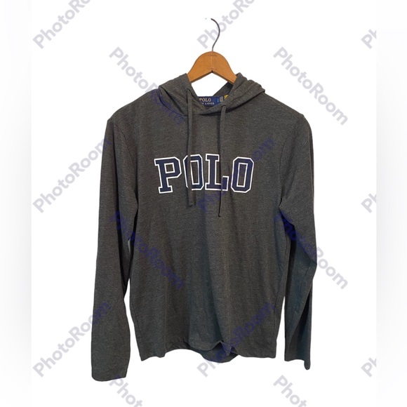 Polo Ralph Lauren Hoodie Long Sleeve Mens Heather Gray Tee Shirt Size Small - Picture 1 of 3